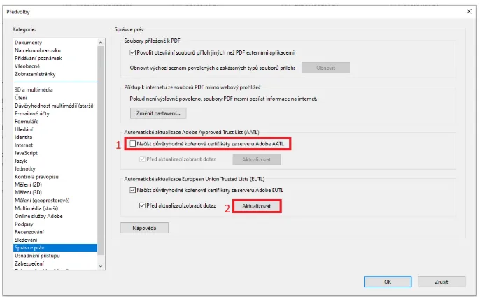 Adobe - úprava důvěry